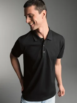 Poloshirt für Industriewäsche Schwinge am Arm Schwarz