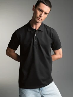 Poloshirt für Industriewäsche Schwinge am Arm Schwarz
