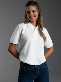 Poloshirt für Industriewäsche Schwinge am Arm Weiss
