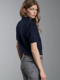 Poloshirt für Industriewäsche Schwinge am Arm Navy