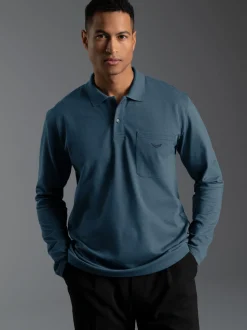 Poloshirt mit Brusttasche Jeans-melange