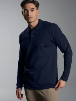Poloshirt mit Brusttasche Navy