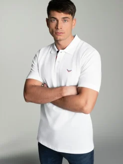 Poloshirt mit dreifarbiger Knopfleiste Weiss