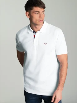 Poloshirt mit dreifarbiger Knopfleiste Weiss