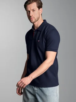 Poloshirt mit dreifarbiger Knopfleiste Navy