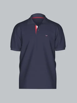 Poloshirt mit dreifarbiger Knopfleiste Navy
