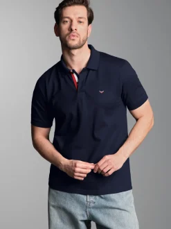 Poloshirt mit dreifarbiger Knopfleiste Navy