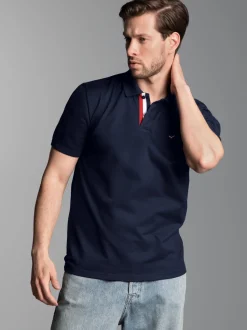 Poloshirt mit dreifarbiger Knopfleiste Navy