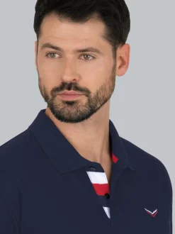 Poloshirt mit dreifarbiger Knopfleiste Navy
