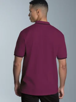 Poloshirt mit kontrastfarbigen Akzenten Sangria