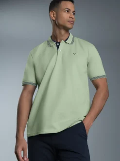 Poloshirt mit kontrastfarbigen Akzenten Green tea
