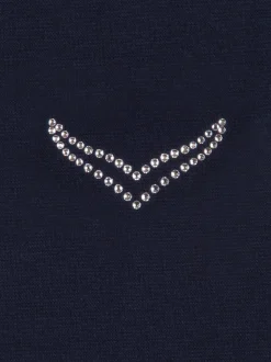 Poloshirt mit Kristallsteinen Navy