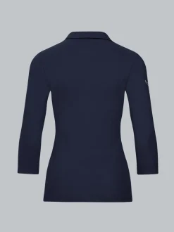 Poloshirt mit Kristallsteinen Navy