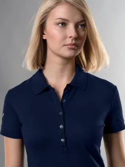 Poloshirt mit Kristallsteinen Navy