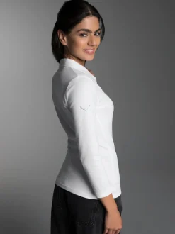 Poloshirt mit Kristallsteinen Weiss