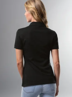 Poloshirt mit Kristallsteinen Schwarz