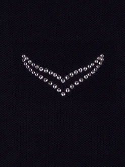 Poloshirt mit Kristallsteinen Schwarz