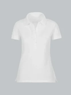 Poloshirt mit Kristallsteinen Weiss