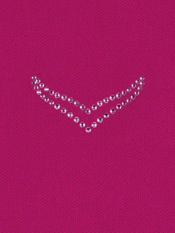 Poloshirt mit Kristallsteinen Magenta