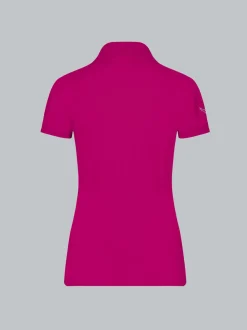 Poloshirt mit Kristallsteinen Magenta