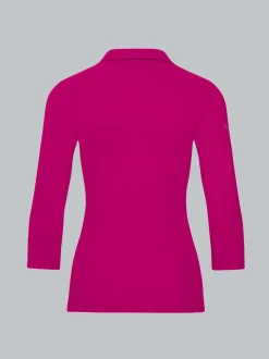 Poloshirt mit Kristallsteinen Magenta