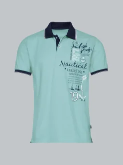 Poloshirt mit maritimem Printmotiv Gletscher