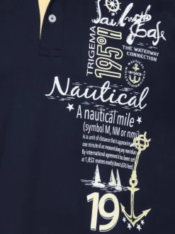 Poloshirt mit maritimem Printmotiv Navy
