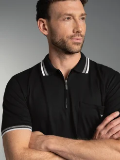 Poloshirt mit Reißverschluss Schwarz