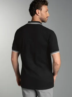 Poloshirt mit Reißverschluss Schwarz