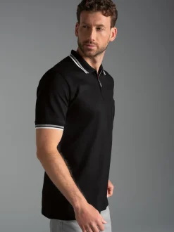 Poloshirt mit Reißverschluss Schwarz