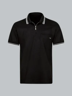 Poloshirt mit Reißverschluss Schwarz