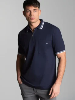 Poloshirt mit Reißverschluss Navy