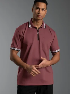 Poloshirt mit Reißverschluss Mahagoni