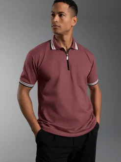 Poloshirt mit Reißverschluss Mahagoni
