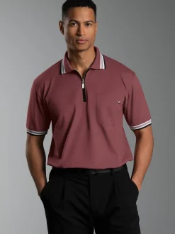 Poloshirt mit Reißverschluss Mahagoni