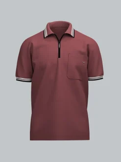 Poloshirt mit Reißverschluss Mahagoni