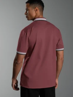 Poloshirt mit Reißverschluss Mahagoni