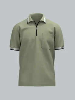 Poloshirt mit Reißverschluss Salbei