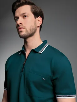 Poloshirt mit Reißverschluss Saphir