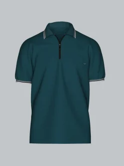 Poloshirt mit Reißverschluss Saphir