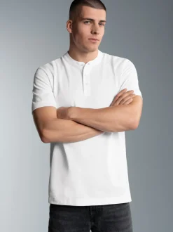 Poloshirt mit Stehkragen Weiss