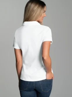Poloshirt ohne Knopfleiste Weiss