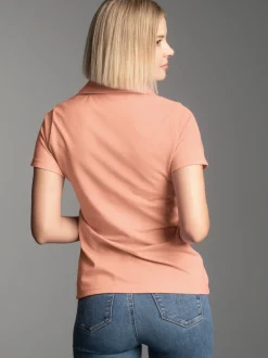 Poloshirt ohne Knopfleiste Puder