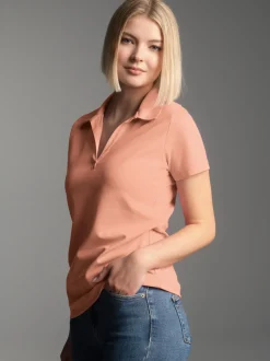 Poloshirt ohne Knopfleiste Puder