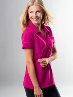 Poloshirt ohne Knopfleiste Magenta