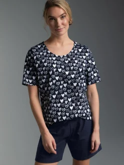 Pyjama mit Allover-Druck "Herzen" Navy