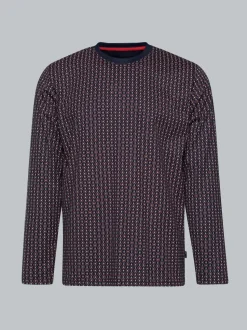 Pyjama Oberteil mit Allover Vintage-Print Navy