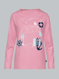 Pyjama Oberteil mit maritimem Printmotiv Lilie