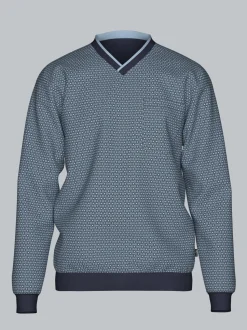 Pyjama-Oberteil mit Allover-Retro-Print Navy