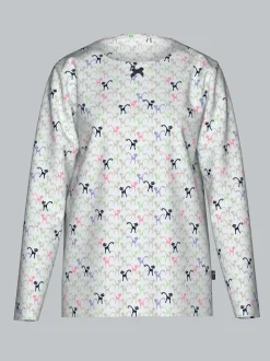 Pyjama-Oberteil mit Allover-Katzen-Print Weiss
